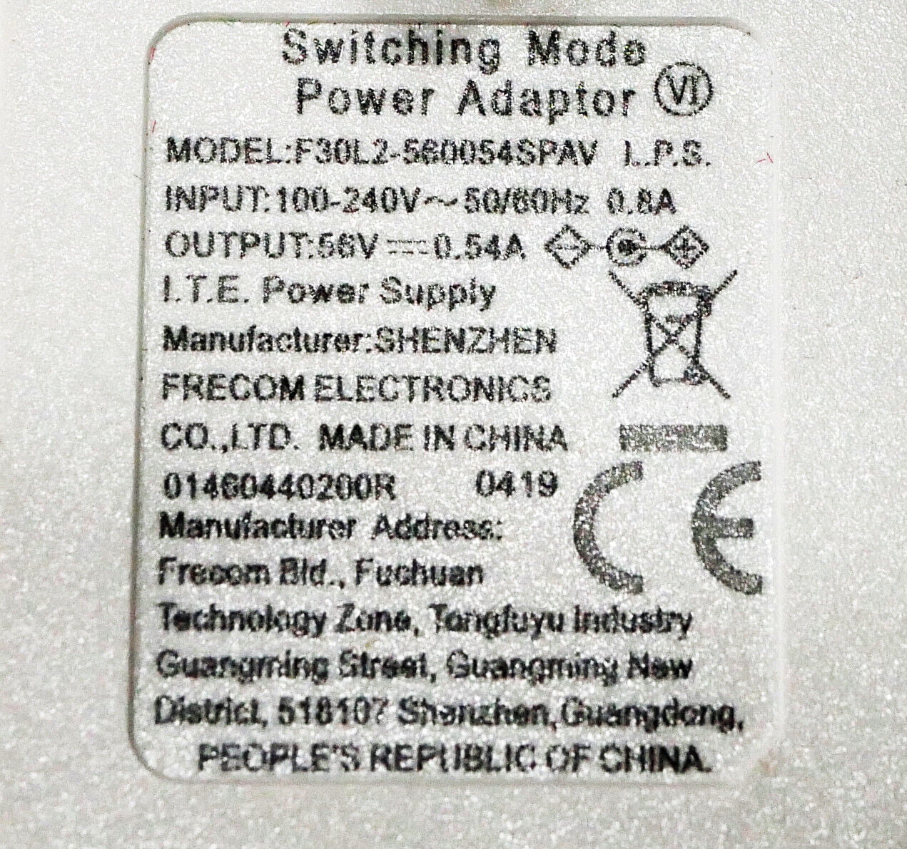 Alimentatore Trasformatore 56V-0.54A per Modem Linkem WVRTM-130ACN-WVRTM-127ACN Gallery Image 0