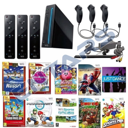 Nintendo wii Nera Console 3 Controller Completa ,ideale per gioco o Attività sport (Copia)